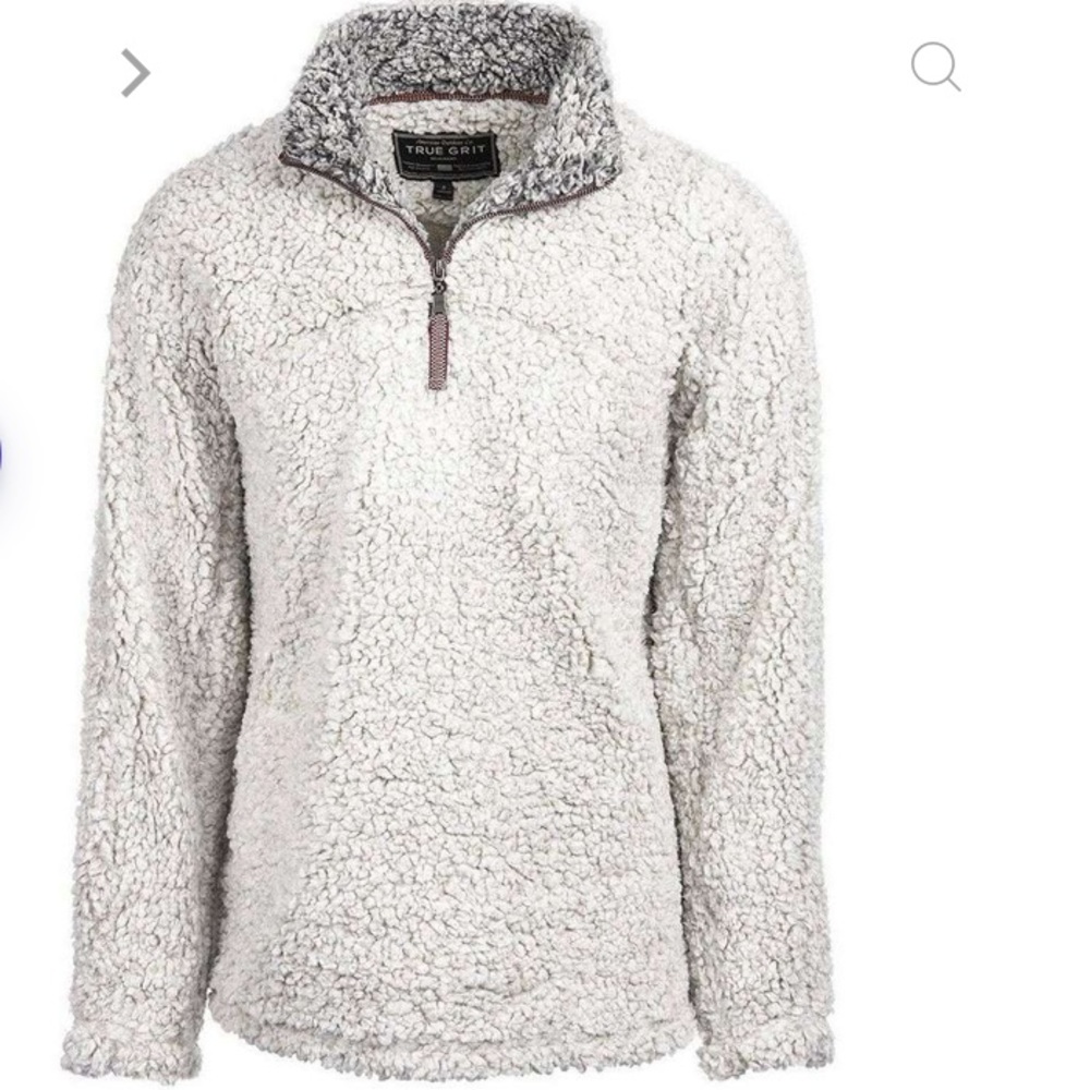 True Grit The Original Frosty Tipped Pile 1/2 Zip Pullover in Putty